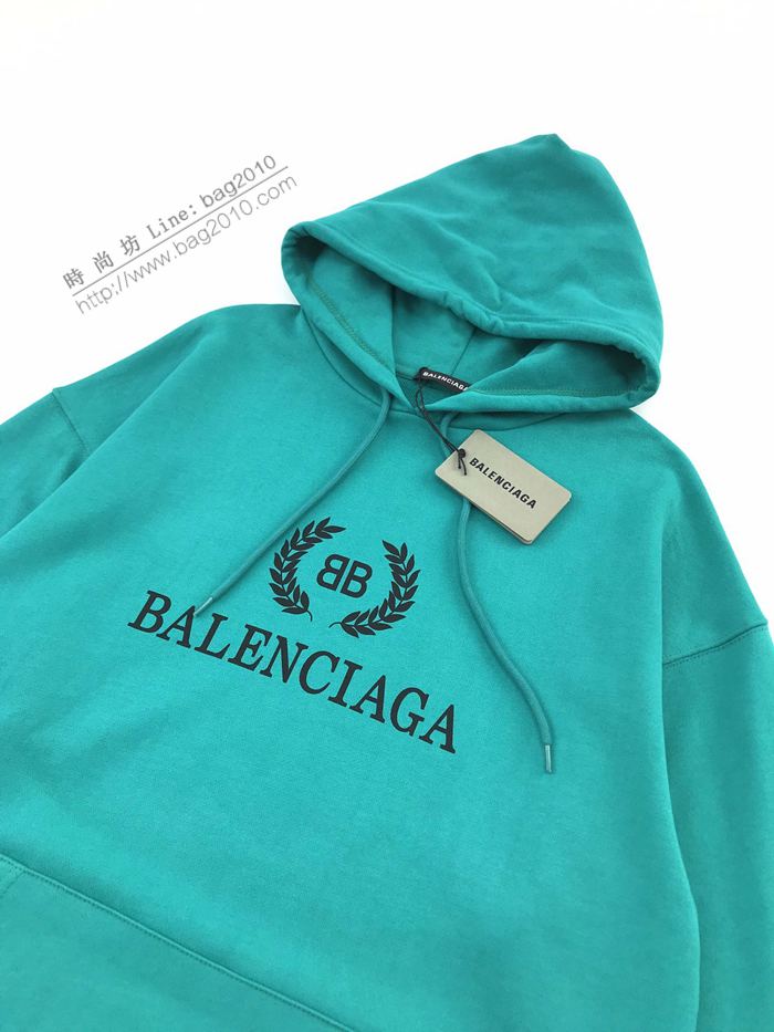 Balenciaga男裝 巴黎世家翡翠綠連帽衛衣 寬鬆版型純棉衛衣 男女同款  ydi3108